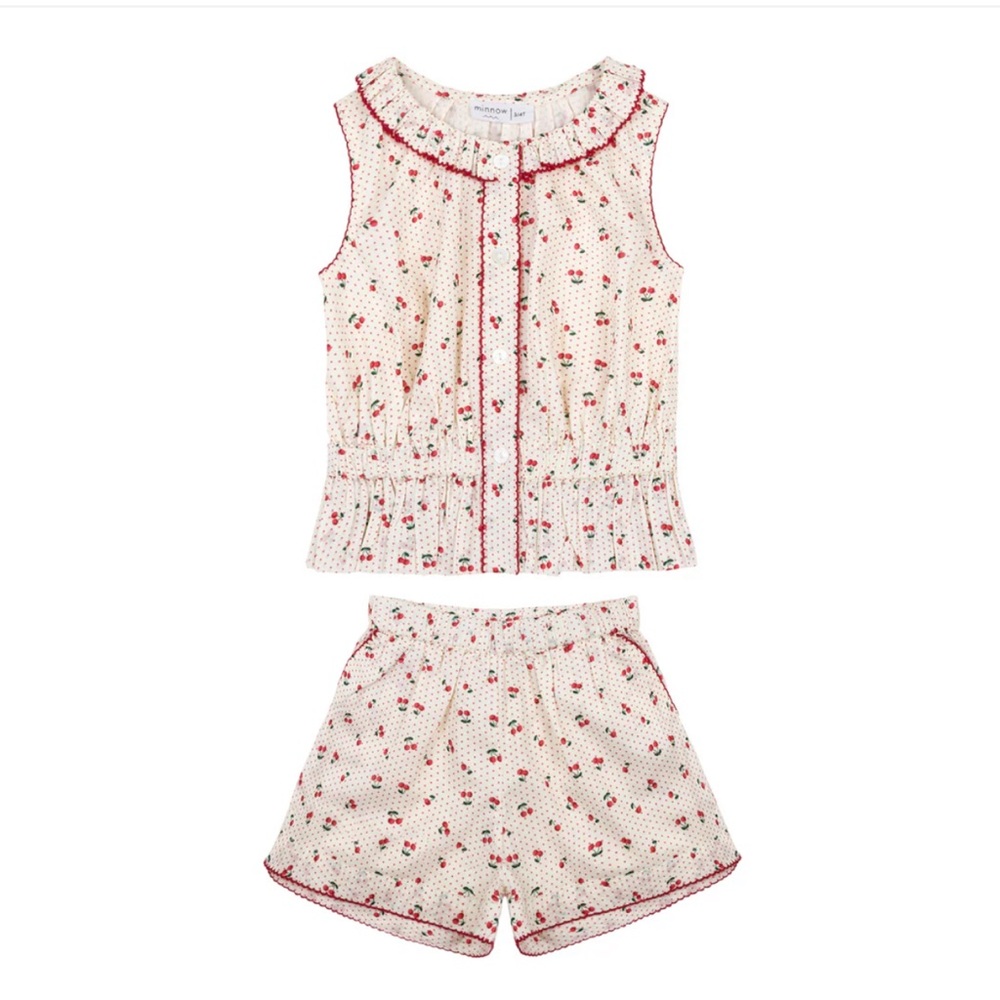 Minnow GIRL’S SUMMER CHERRIES GATHERED TANK TOP & SHORT SET 9/10